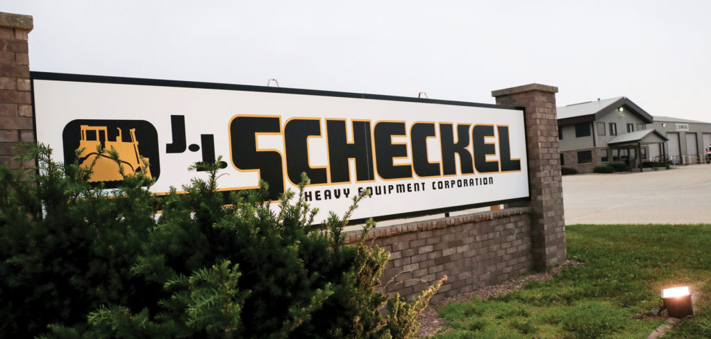 J.J. Scheckel Heavy Equipment Corporation sign Bellevue Iowa